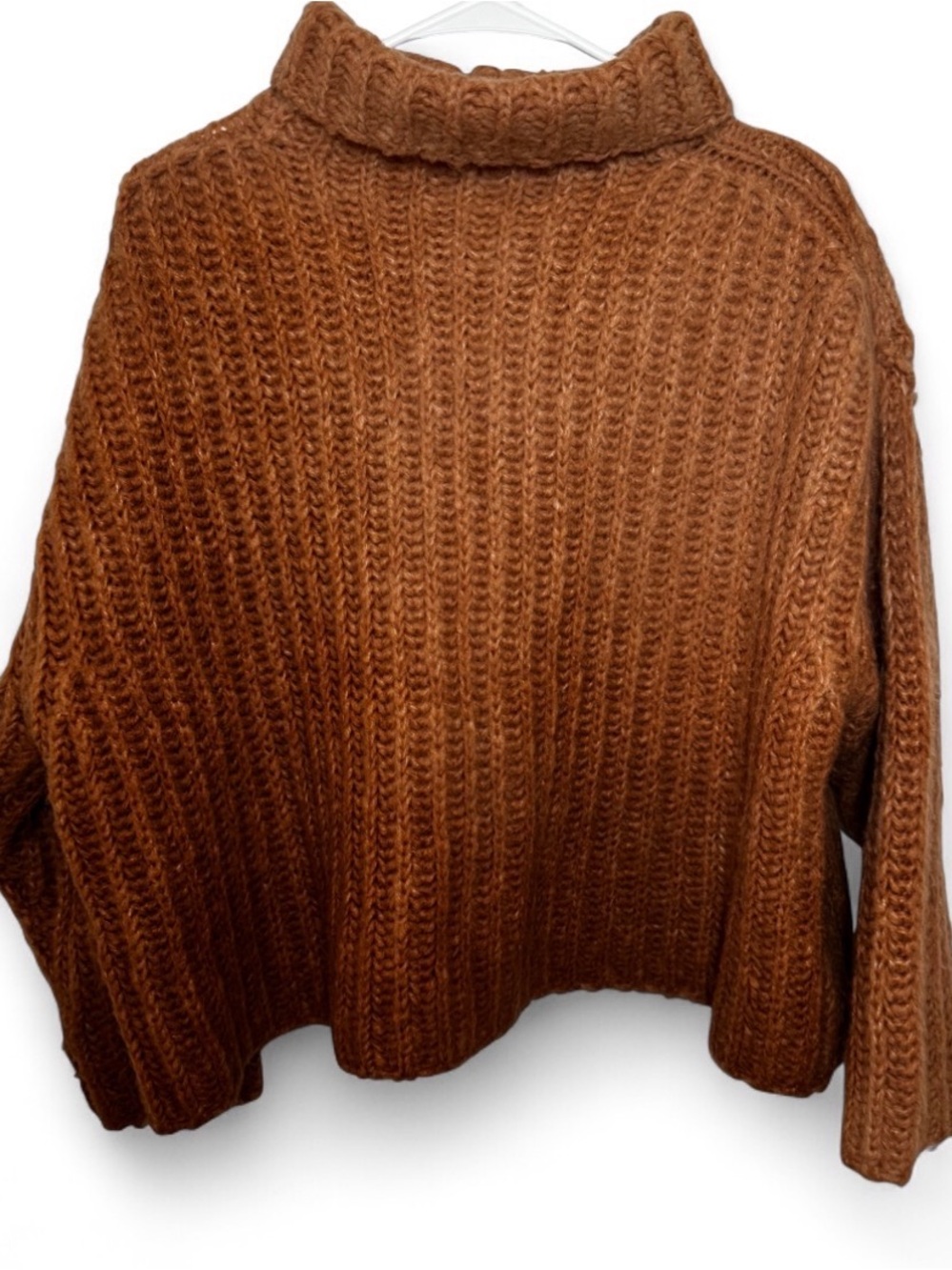 Free People My Only Sunshine Sweater Rust Orange Ribbed Knit Turtleneck XS